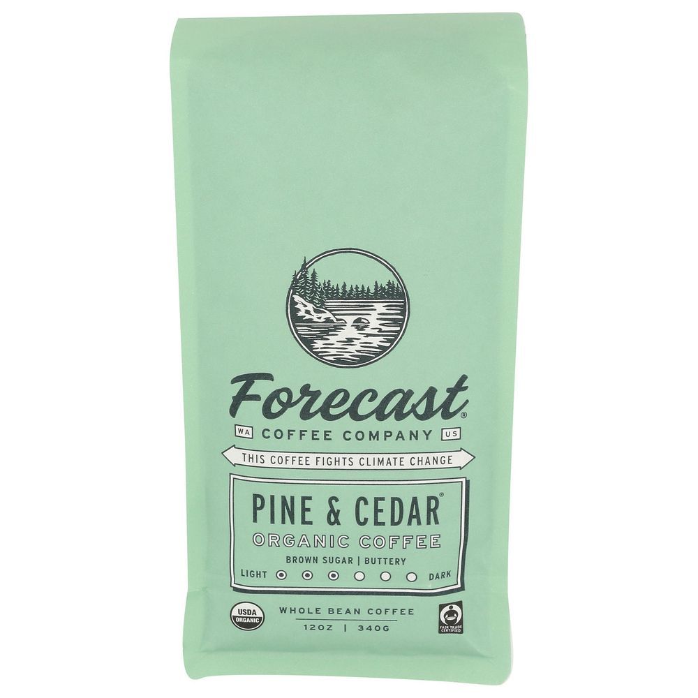 Forecast Organic Pine Cedar Whole Bean Coffee, 12 Ounce -- 6 Per Case