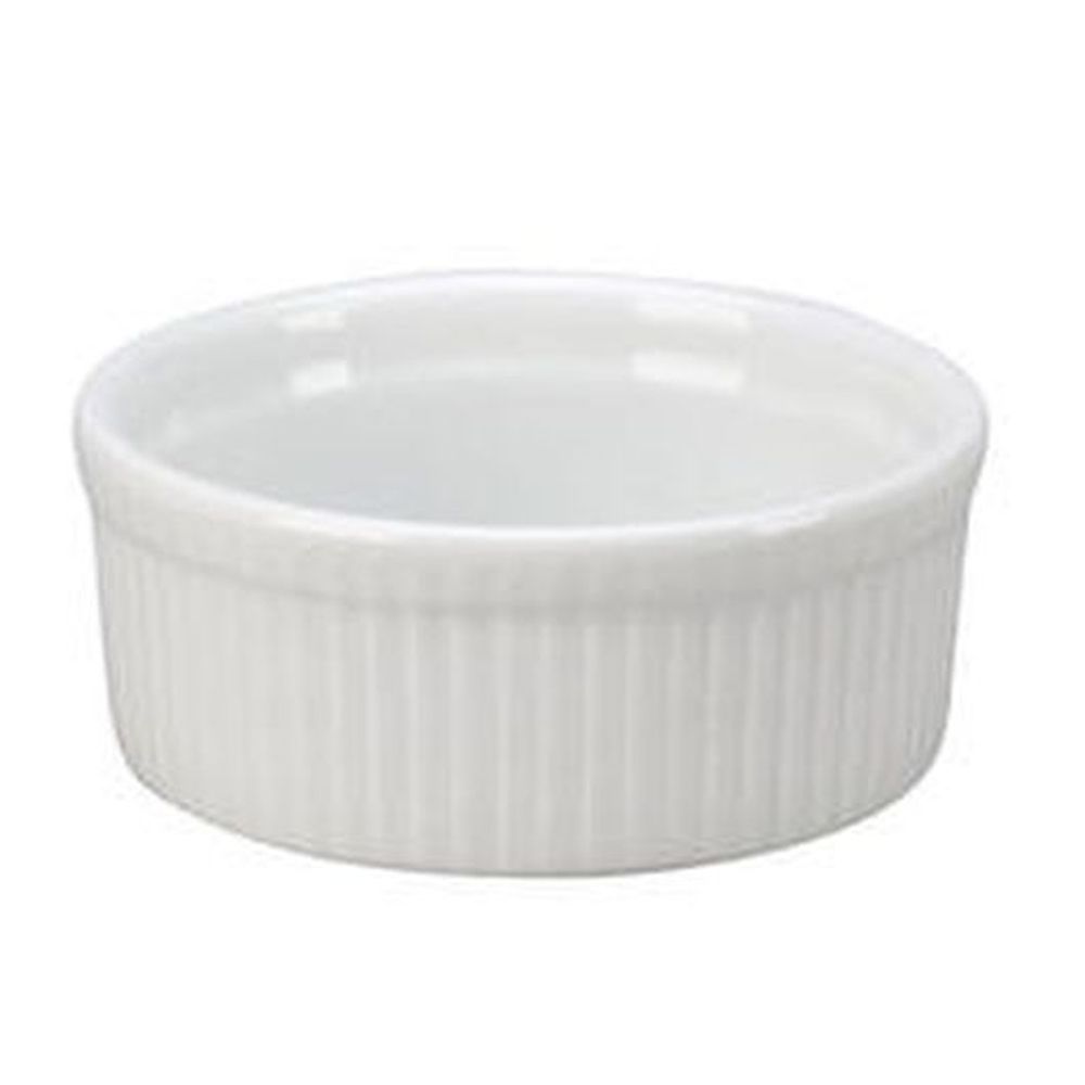 Market Buffet Porcelain White 60 Ounce Fluted Souffle Bowl, 12 Count