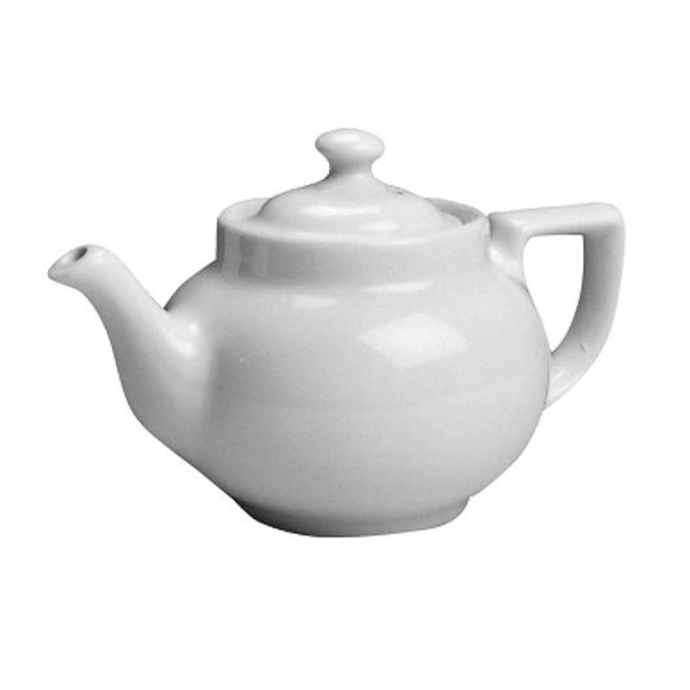 Hall China White 16 Ounce Boston Teapot With Knob Cover, 12 Count