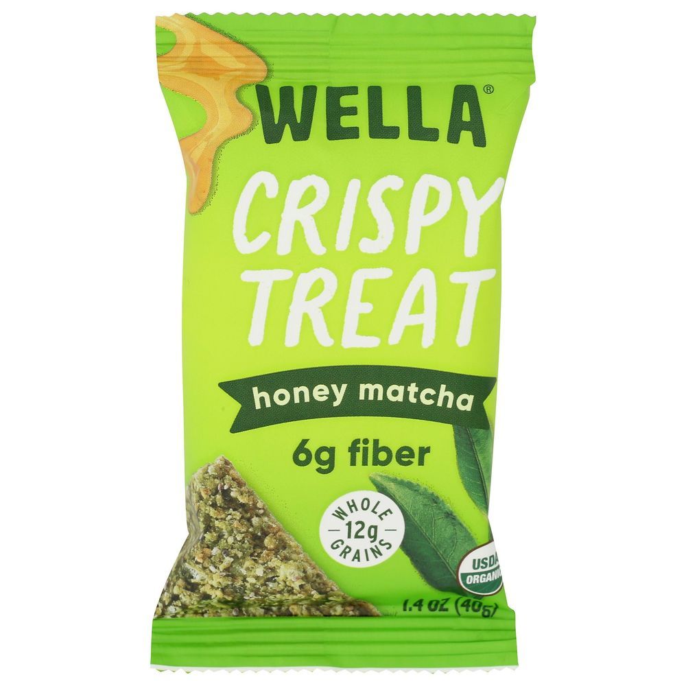 Wella Organic Honey Matcha Crispy Treat Bar, 1.4 Ounce -- 6 Per Case