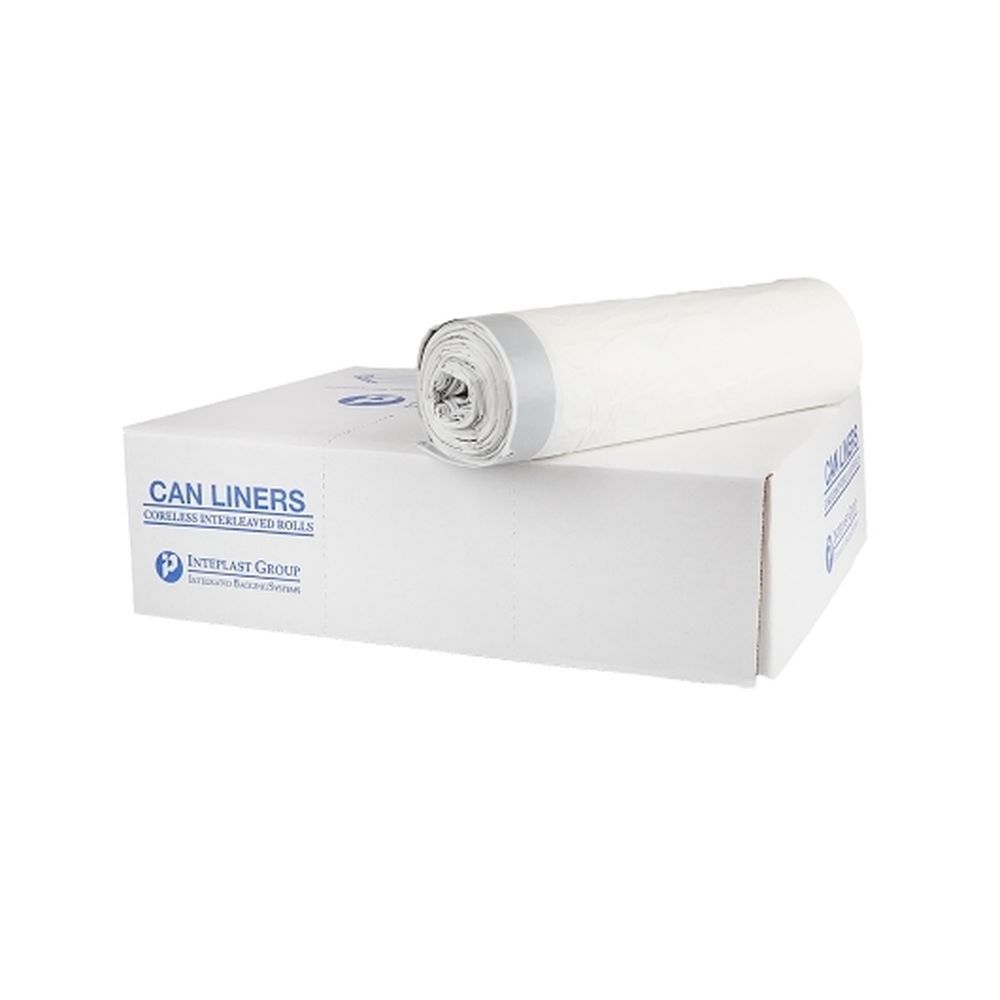 Inteplast Draw-tuff 12 Gallon White Liner With Black Drawtape, 300 Count
