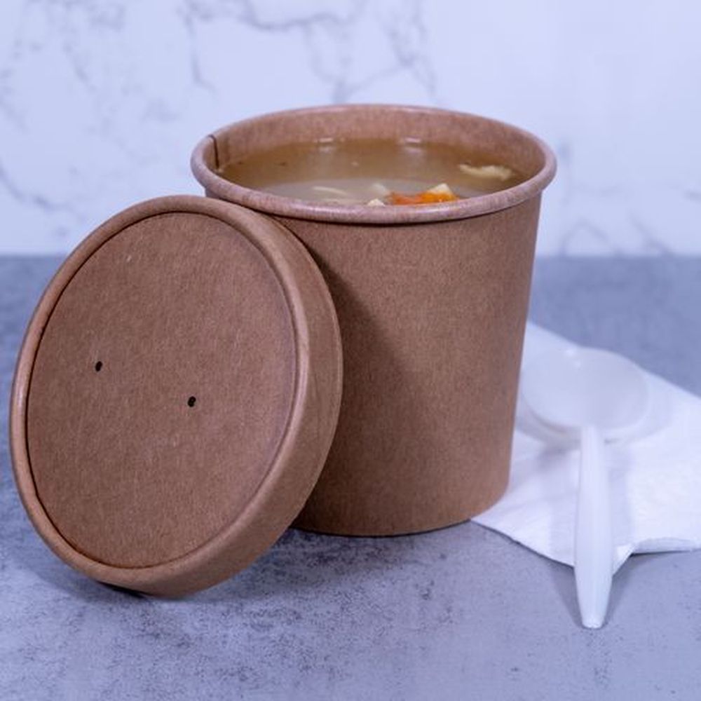 Kari-out Kraft Paper Soup Cup With Lid, 32 Ounce Capacity -- 250 Per Case