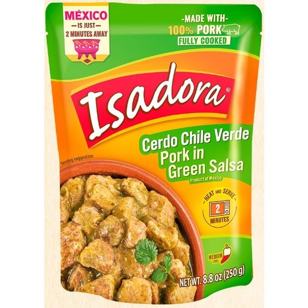 Isadora Cerdo Chile Verge Pork In Green Salsa, 8.8 Ounce -- 8 Per Case