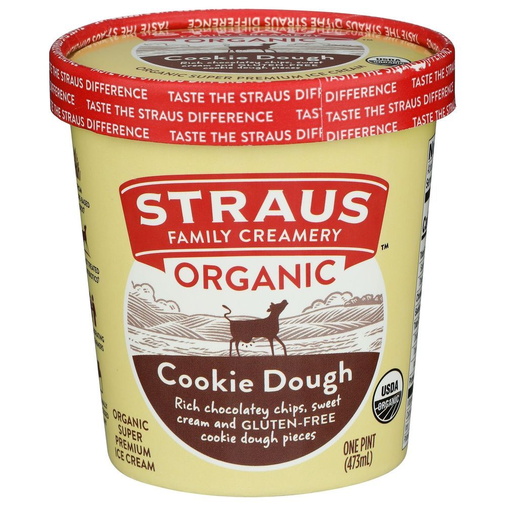 Straus Family Creamery Organic Cookie Dough Ice Cream, 1 Pint -- 8 Per Case