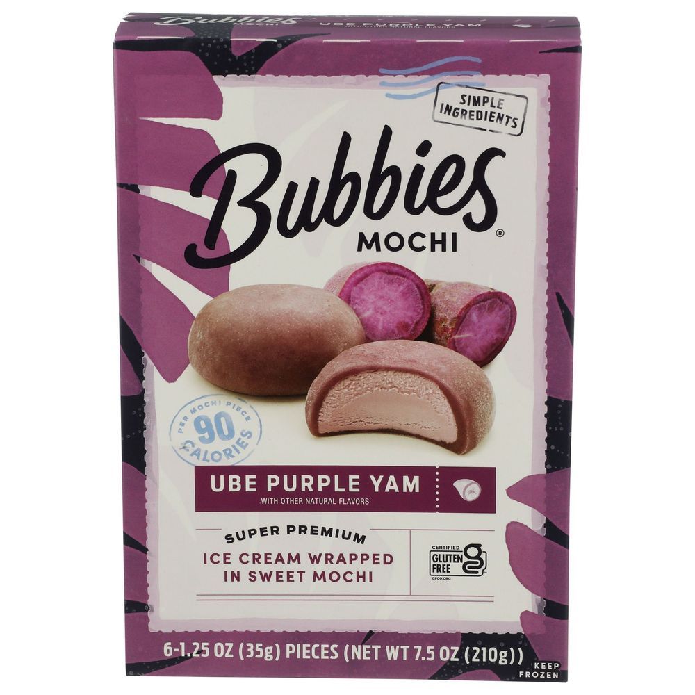 Bubbies Mochi Ube Super Premium Ice Cream, 7.5 Ounce -- 8 Per Case