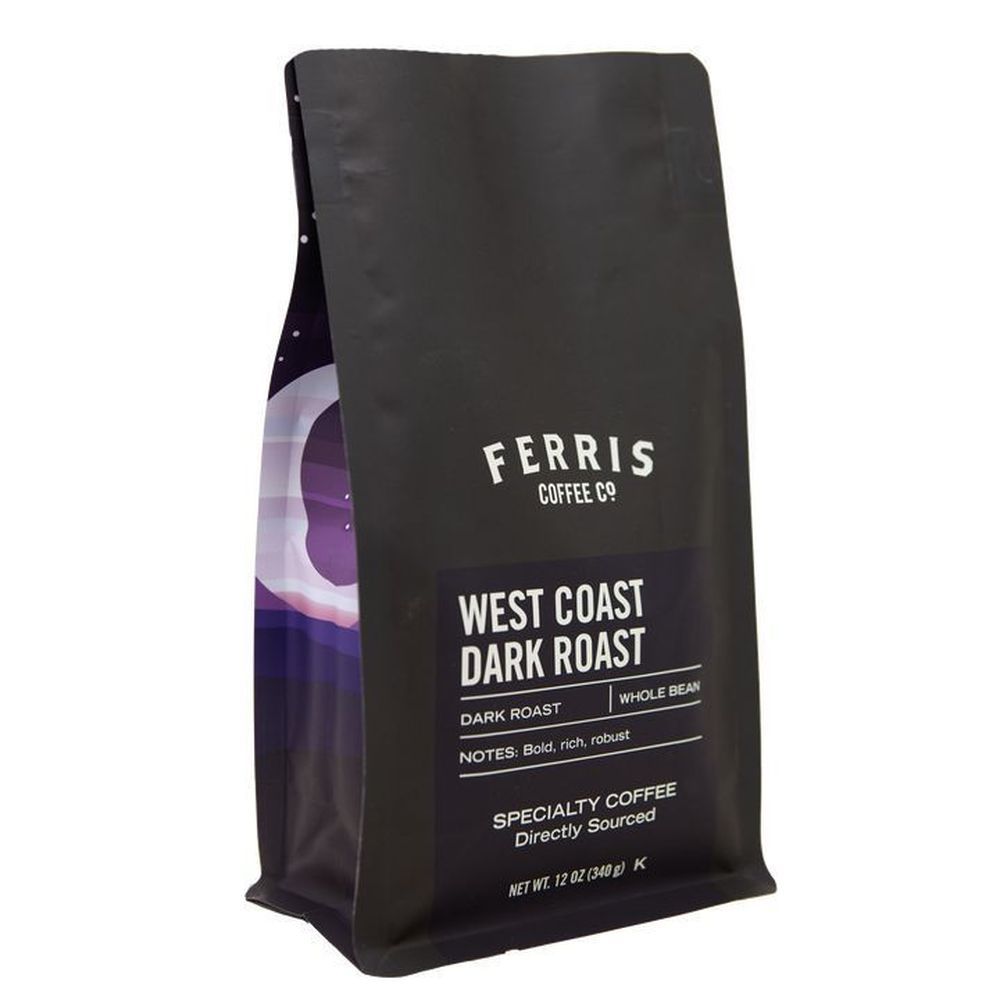 Ferris West Coast Dark Roast Whole Bean Coffee, 12 Ounce -- 6 Per Case