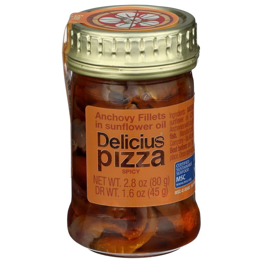 Delicius Anchovy Fillets In Spicy Sunflower Oil For Pizza, 2.8 Ounce -- 6 Per Case