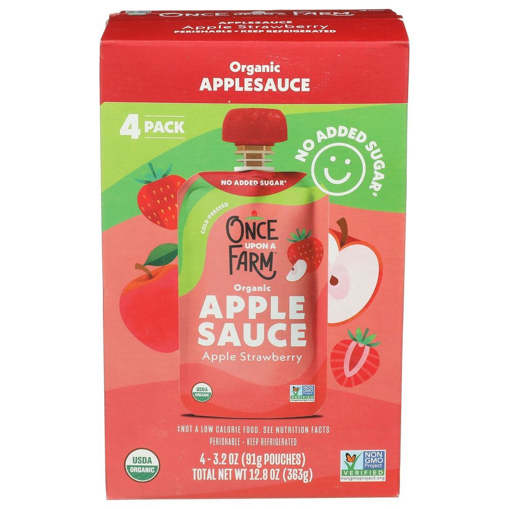 Once Upon A Farm Organic Apple Strawberry Apple Sauce, 12.8 Ounce -- 6 Per Case