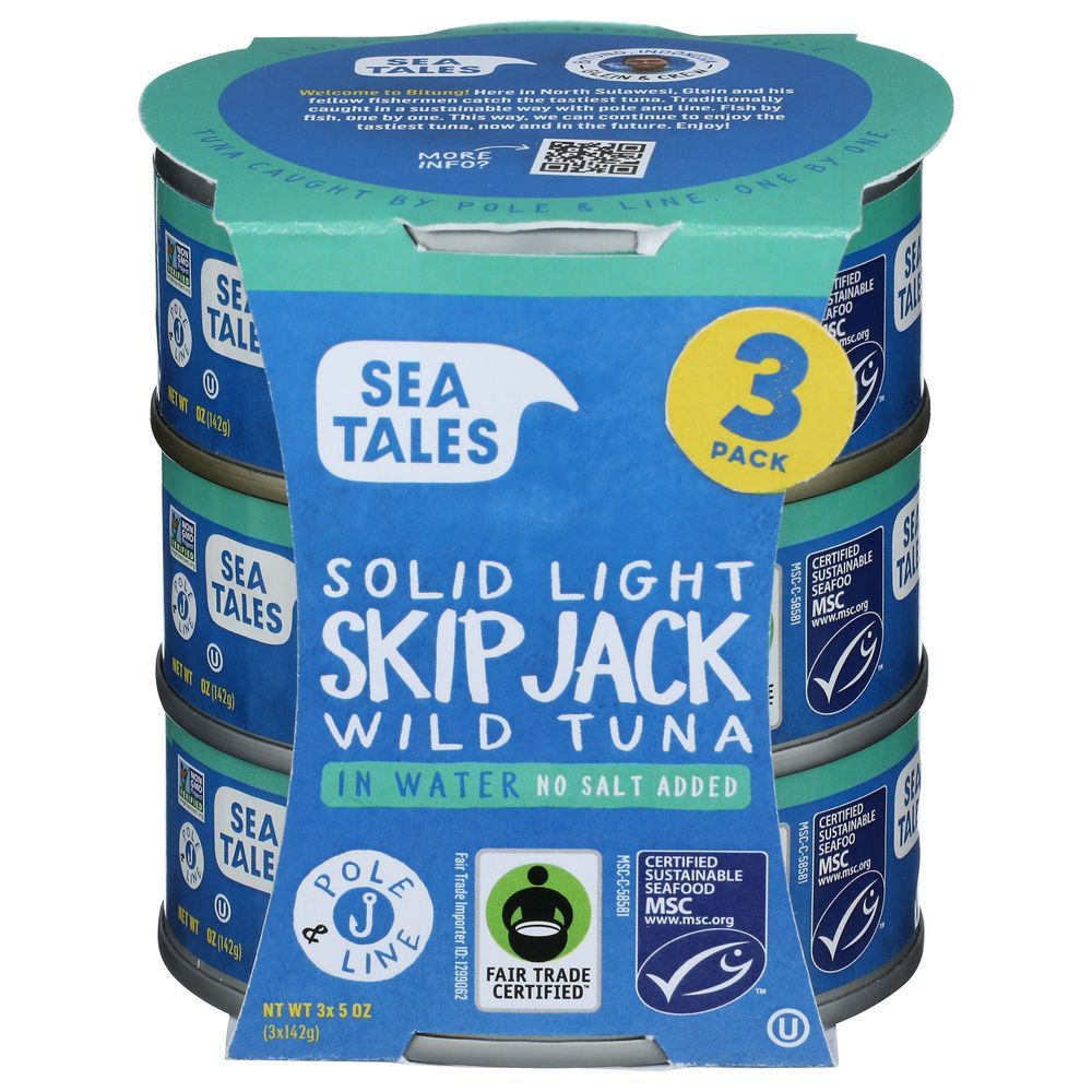 Sea Tales No Salt Added Solid Light Skipjack Wild Tuna In Water, 15 Ounce -- 6 Per Case