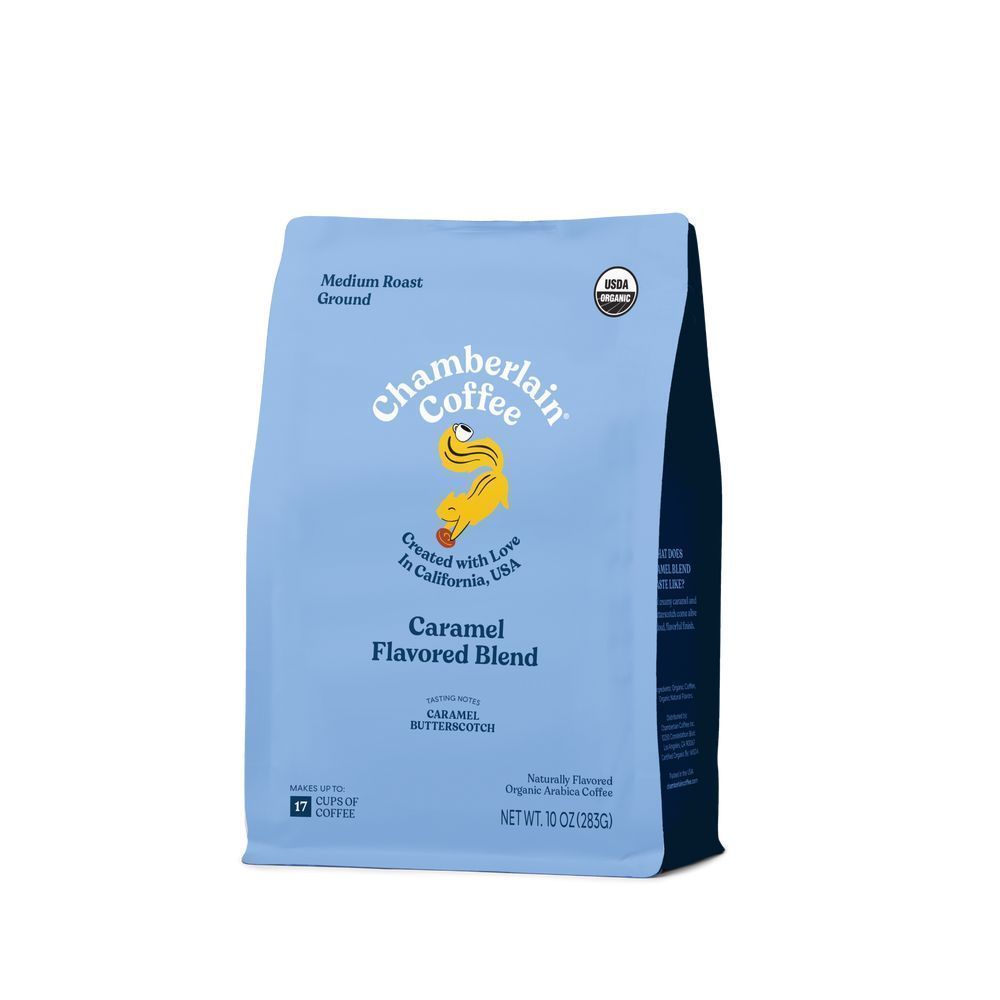 Chamberlain Coffee Organic Squeaky Squirrel Caramel Blend Medium Roast Ground Coffee, 10 Ounce -- 6 Per Case