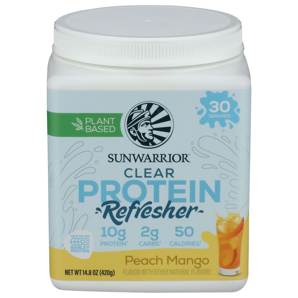 Sunwarrior Peach Mango Plant Based Clear Protein Refresher Powder, 14.8 Ounce