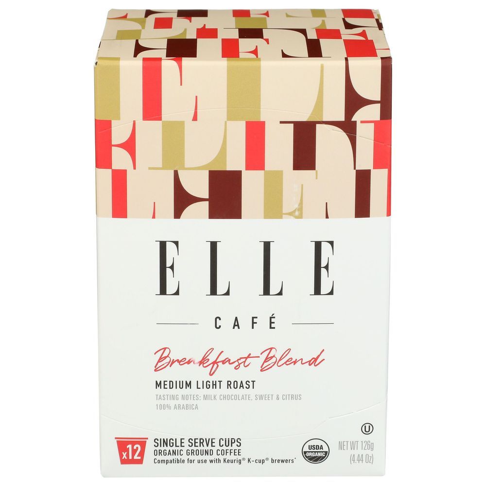 Elle Cafe Breakfast Blend Medium Light Roast Kcup Coffee Pod, 4.4 Ounce -- 6 Per Case