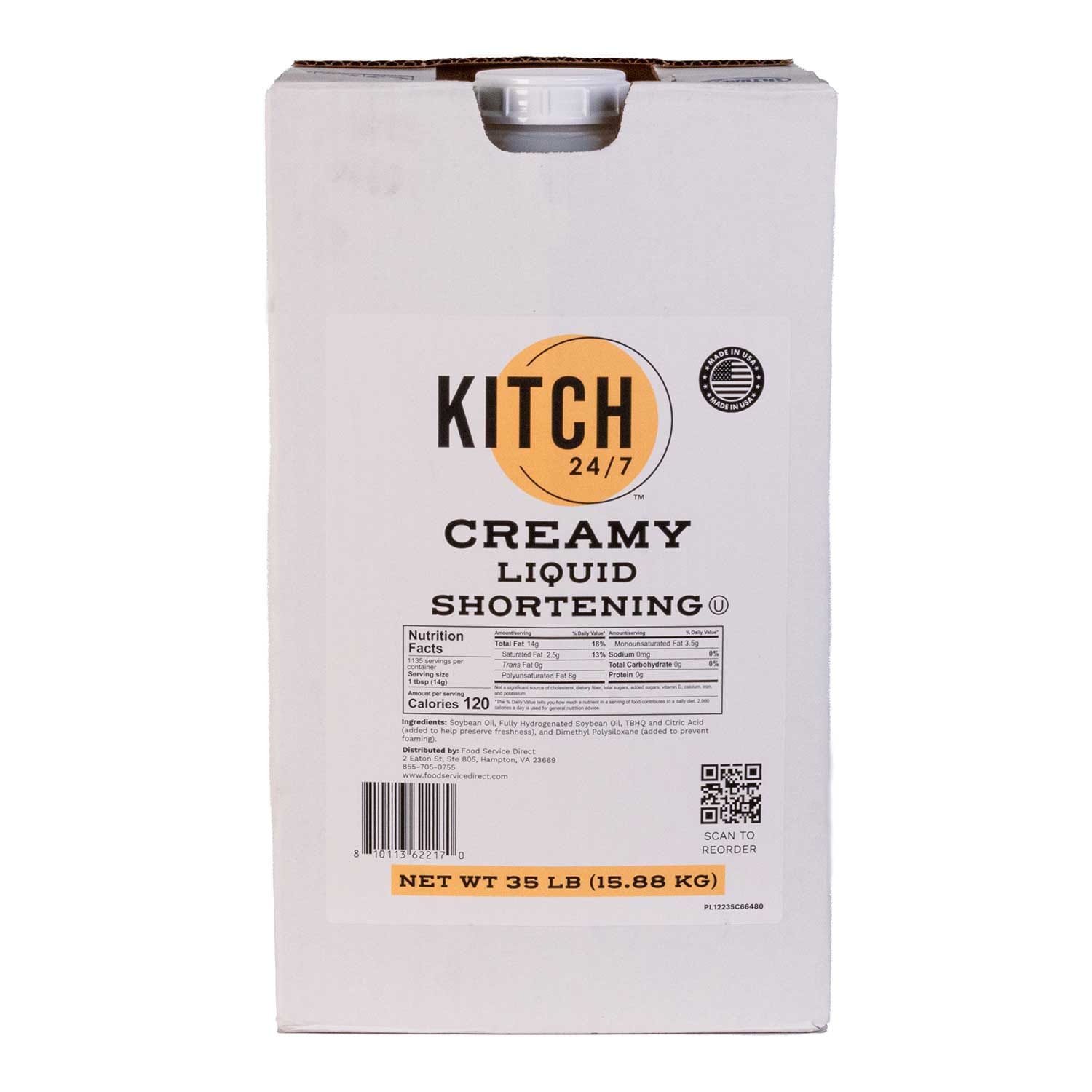 Kitch 24/7 Creamy Liquid Fry Shortening, 35 Pound