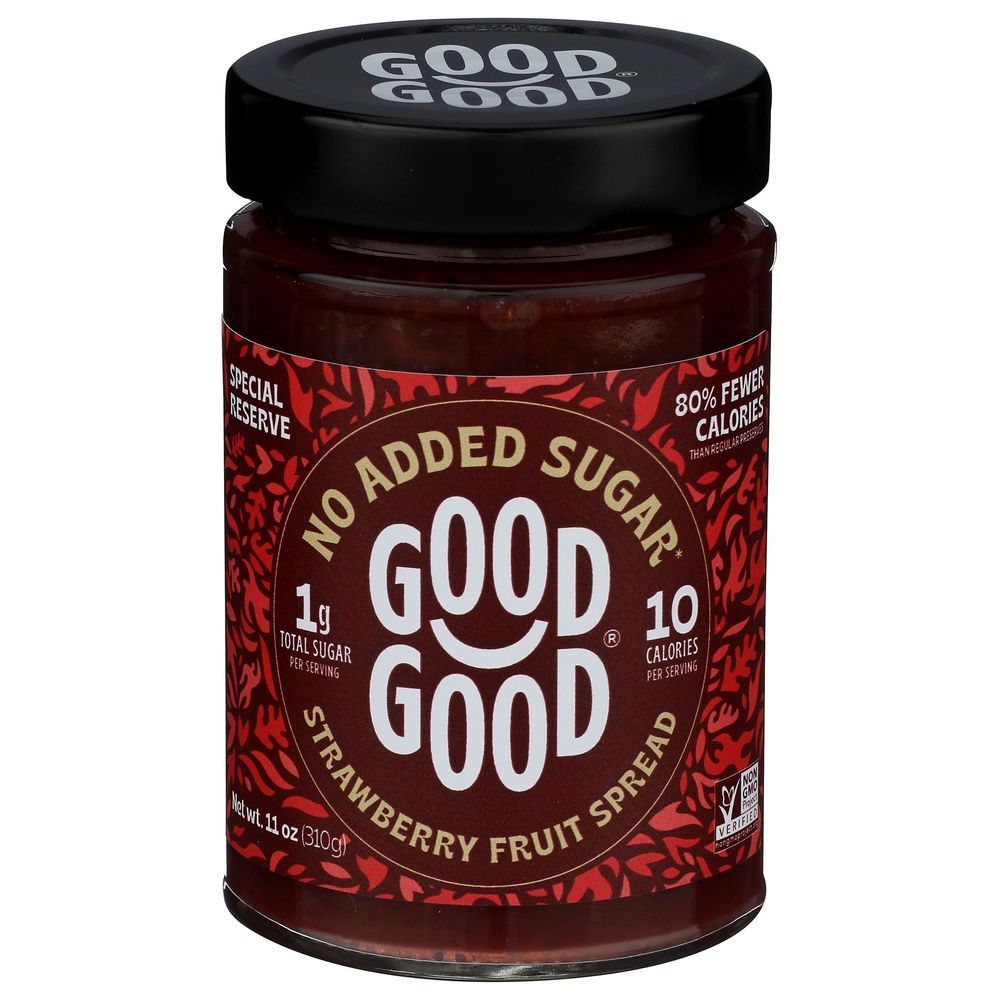 Good Good No Added Sugar Strawberry Fruit Spread, 11 Ounce -- 6 Per Case