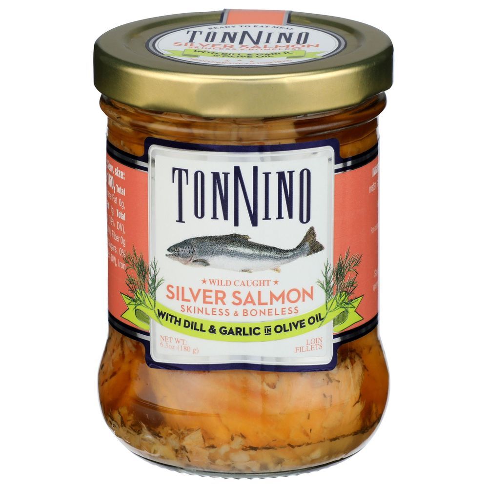 Tonnino Wild Caught Silver Salmon Fillets With Dill And Garlic In Olive Oil, 6.3 Ounce -- 6 Per Case