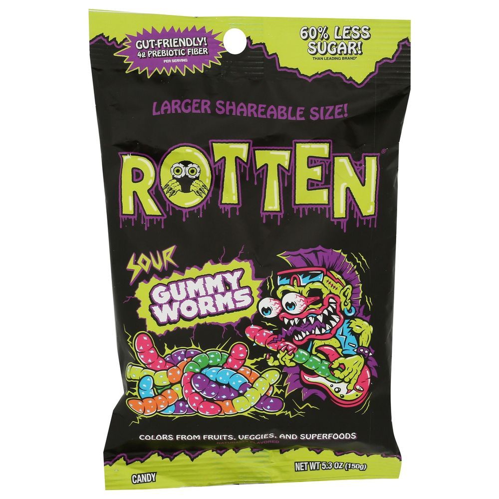 Rotten Sour Gummy Worms - Share Size, 5.3 Ounce -- 6 Per Case