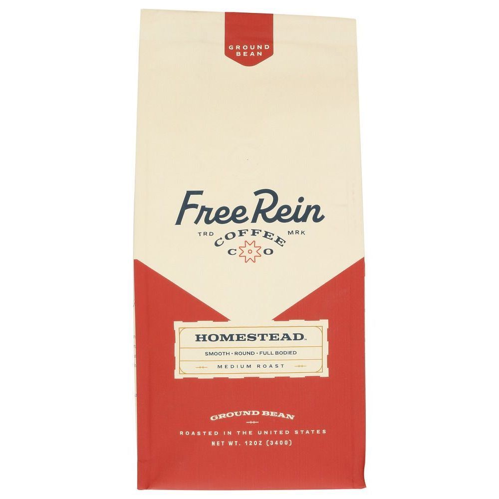 Free Rein Homestead Medium Roast Ground Bean Coffee, 12 Ounce -- 6 Per Case