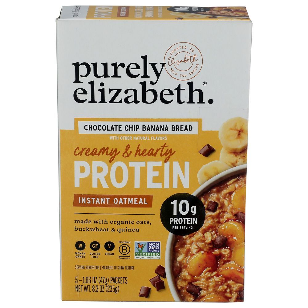 Purely Elizabeth Organic Chocolate Chip Banana Bread Instant Protein Oatmeal, 8.3 Ounce -- 6 Per Case