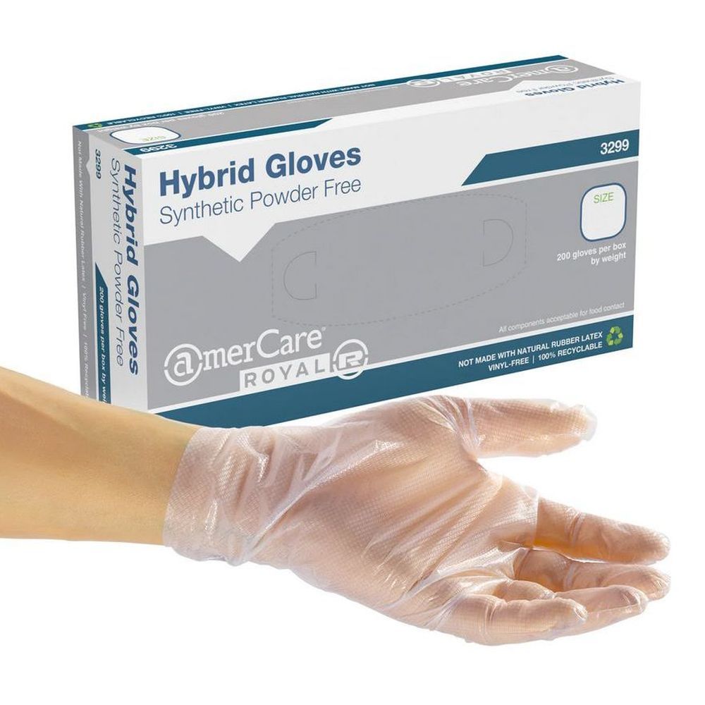Amercareroyal C2 Hybrid Clear Synthetic Large Powder-free Gloves -- 1000 Per Case