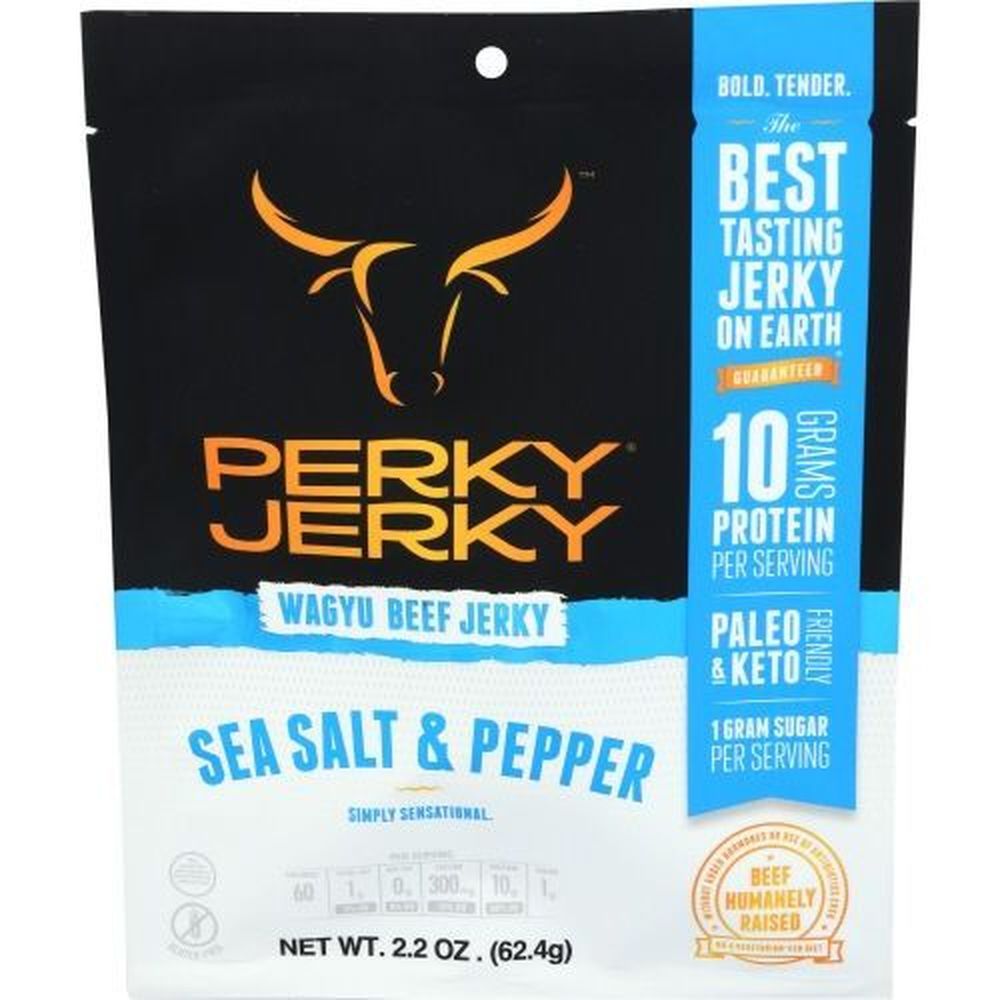 Perky Jerky Sea Salt And Pepper Wagyu Beef Jerky, 2.2 Ounce -- 8 Per Case