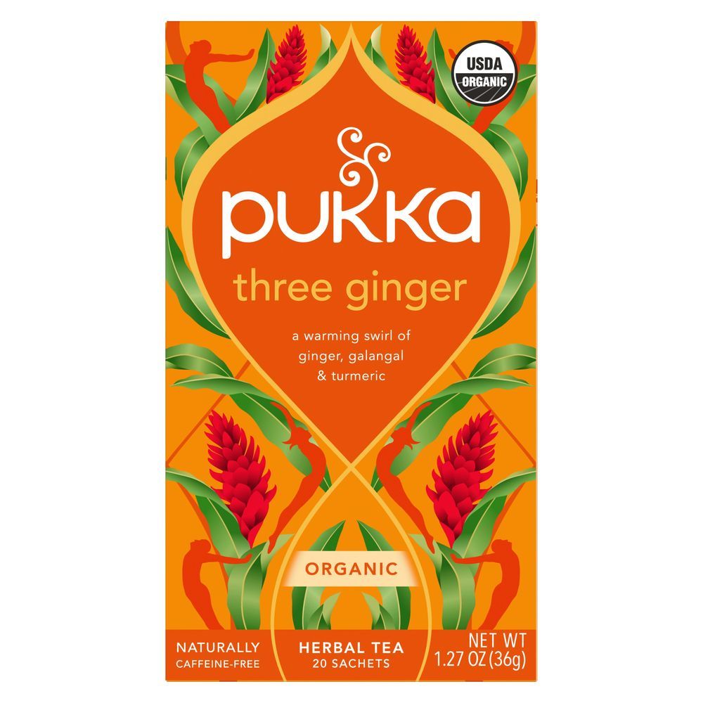 Pukka Organic Three Ginger Herbal Tea, 20 Tea Bags -- 4 Per Case