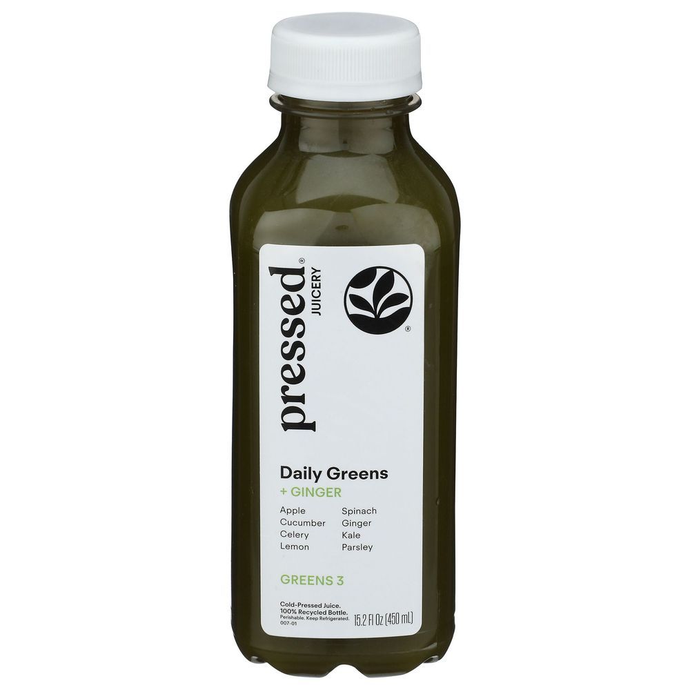 Pressed Juicery Daily Greens Plus Ginger Juice, 15.2 Fluid Ounce -- 6 Per Case