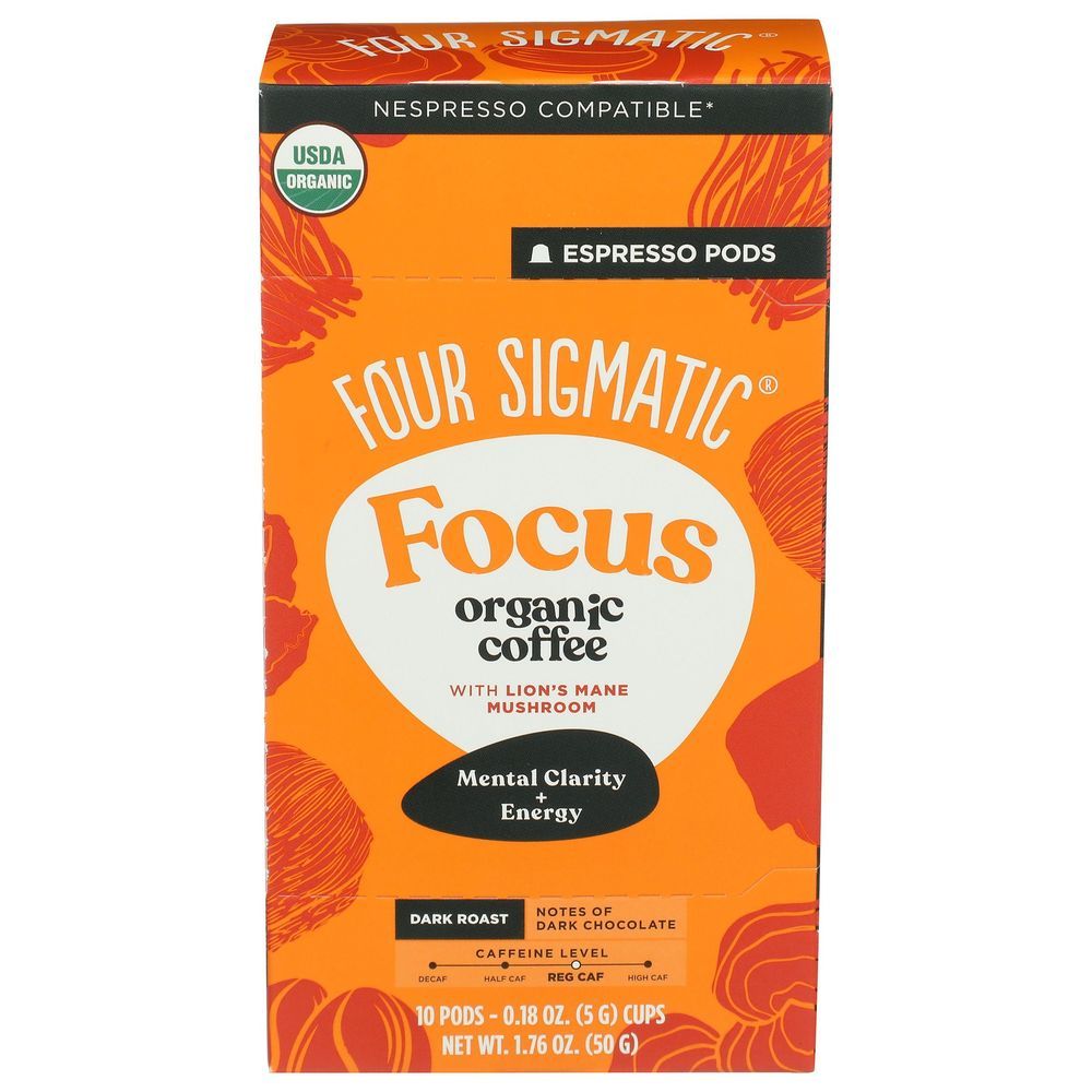 Four Sigmatic Organic Focus Dark Roast Coffee Espresso Pods, 1.76 Ounce -- 9 Per Case