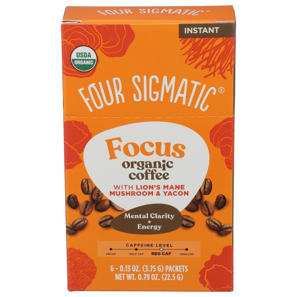 Four Sigmatic Organic Focus Instant Coffee, 6 Count -- 8 Per Case