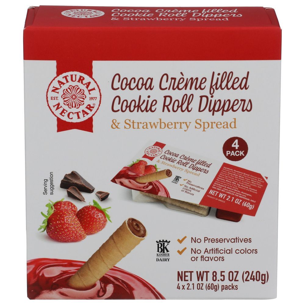 Natural Nectar Cocoa Creme Filled Cookie Rolls With Strawberry Spread Dip, 2.1 Ounce -- 48 Per Case