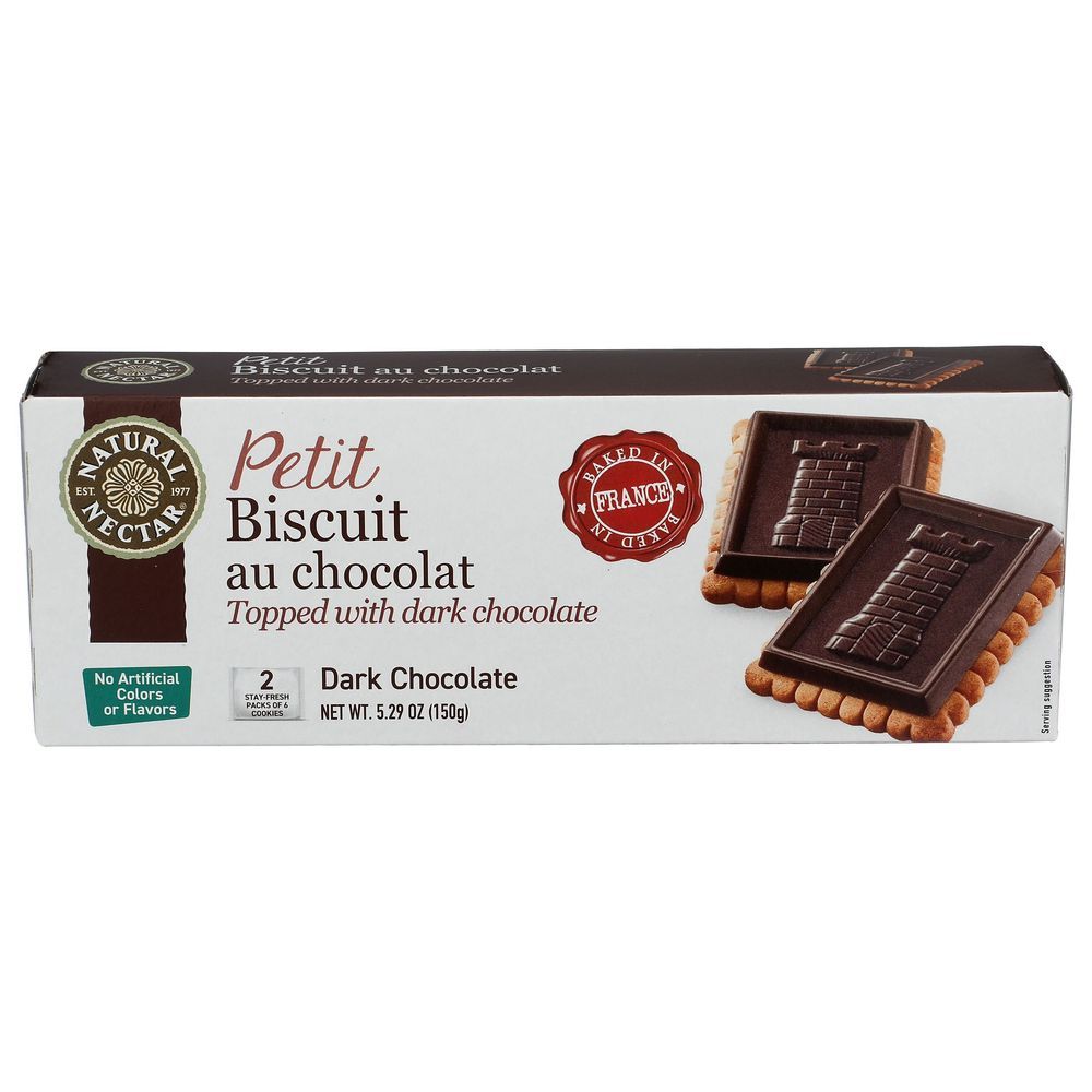 Natural Nectar Dark Chocolate Biscuit Cookies, 5.29 Ounce -- 12 Per Case