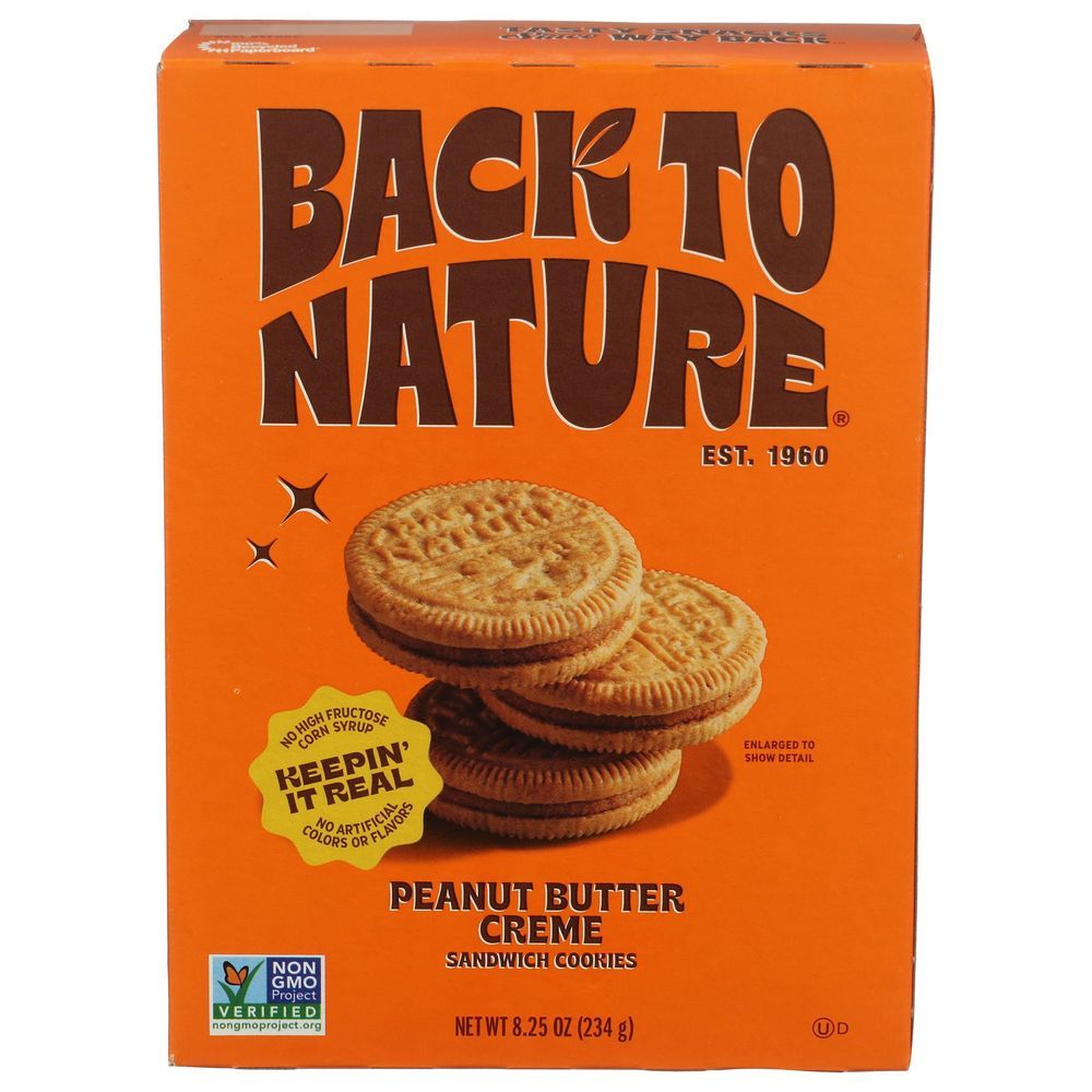 Back To Nature Peanut Butter Crème Sandwich Cookies, 8.25 Ounce -- 6 Per Case