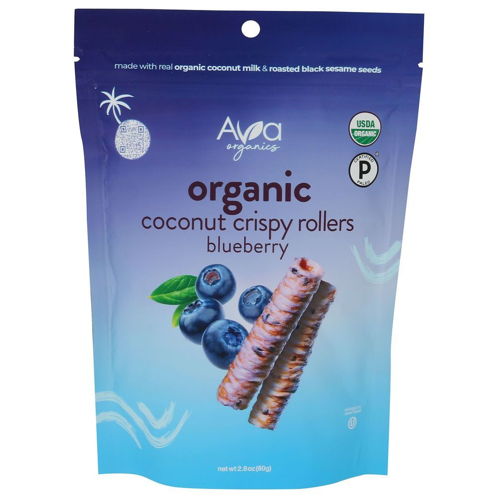 Ava Organics Blueberry Coconut Crispy Rollers, 2.8 Ounce -- 8 Per Case
