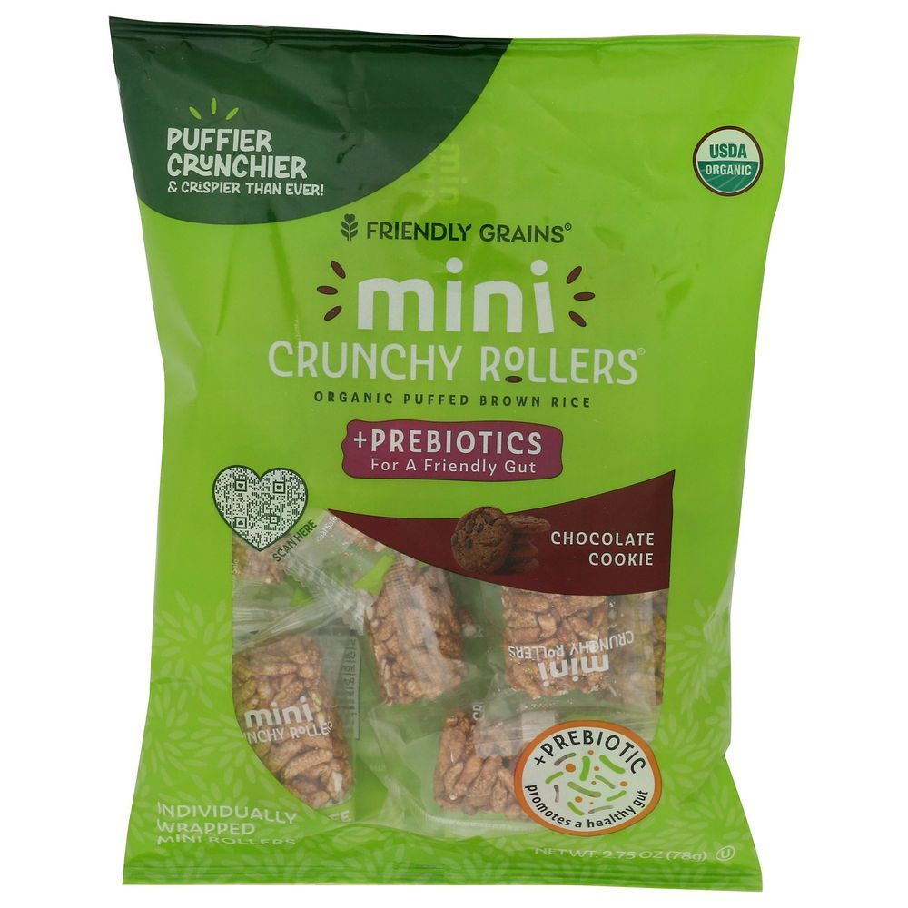 Friendly Grains Chocolate Cookie Mini Crunchy Rollers With Prebiotics, 2.75 Ounce -- 6 Per Case