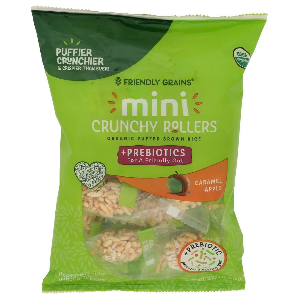 Friendly Grains Caramel Apple Mini Crunchy Rollers With Prebiotics, 2.75 Ounce -- 6 Per Case