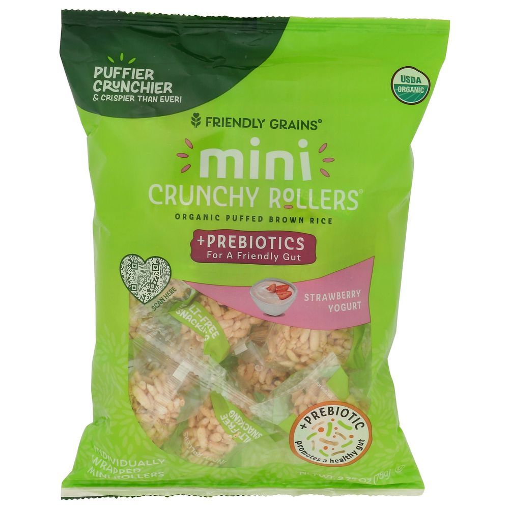 Friendly Grains Strawberry Yogurt Mini Crunchy Rollers With Prebiotics, 2.75 Ounce -- 6 Per Case