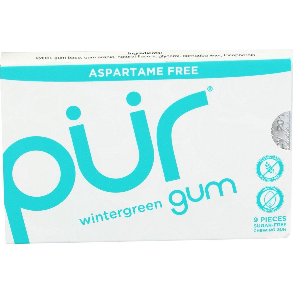 Pur Wintergreen Sugar Free Chewing Gum, 12.6 Gram -- 12 Per Case