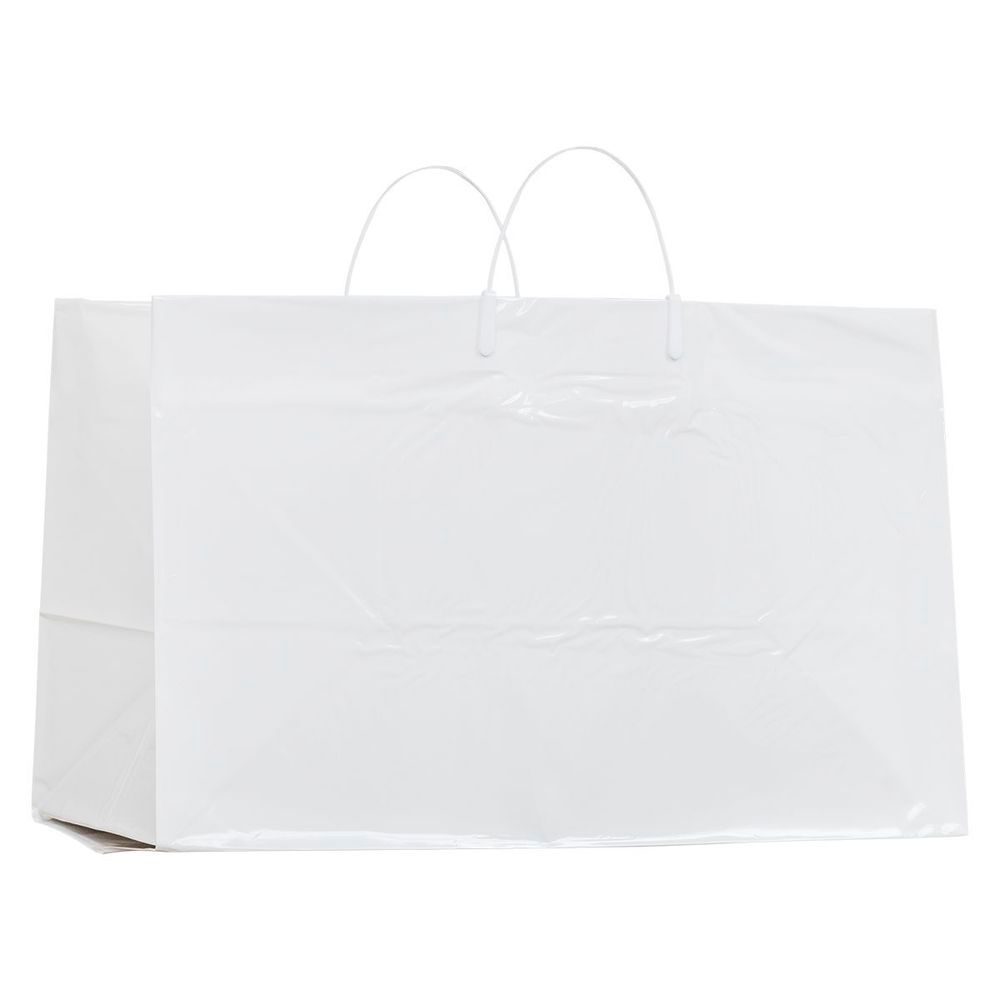 Inno-pak Plain White Smooth Pppe Rigid Handle Shopping Bag, 19 X 10 X 12 X 10 Inch -- 200 Per Case