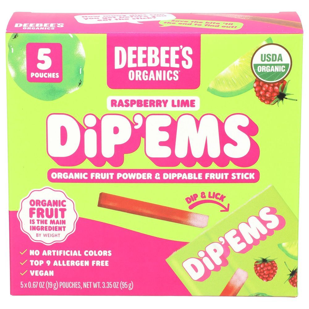 Deebee's Organics Raspberry Lime Dip'ems Fruit Snacks, 3.35 Ounce -- 12 Per Case