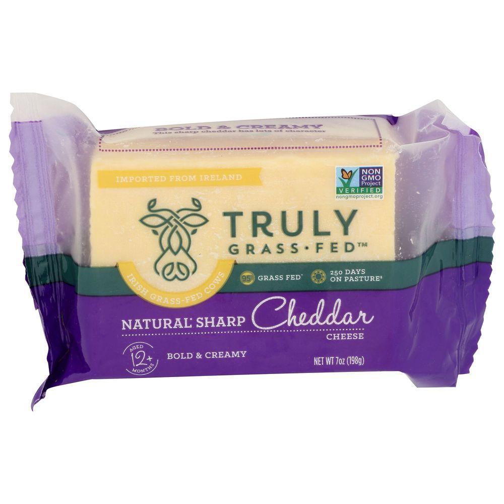 Truly Grass Fed Natural Sharp Cheddar Cheese, 7 Ounce -- 12 Per Case