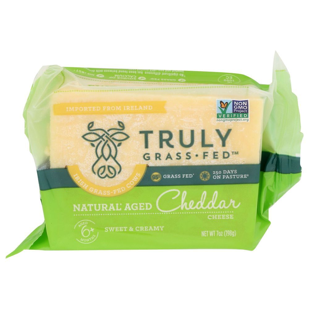 Truly Grass Fed Natural Aged Cheddar Cheese, 7 Ounce -- 12 Per Case