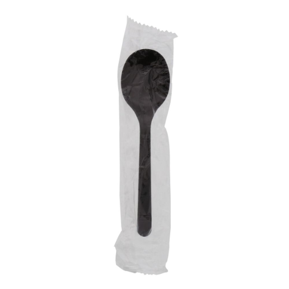 Amercare Black Polypropylene Medium Heavy Weight Soup Spoon, 1000 Count