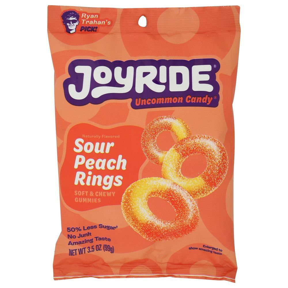 Joyride Sour Peach Rings Gummies, 3.5 Ounce -- 10 Per Case