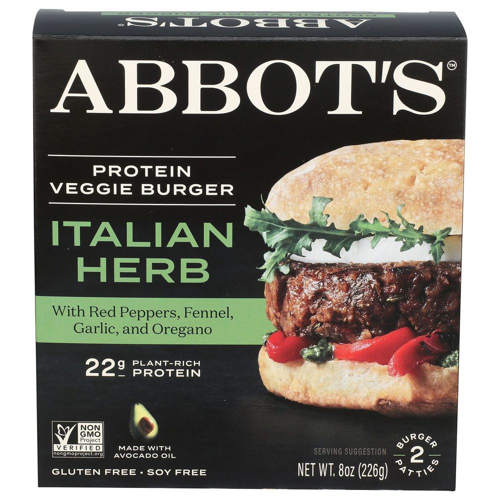 Abbot's Italian Herb Protein Veggie Burger, 8 Ounce -- 6 Per Case