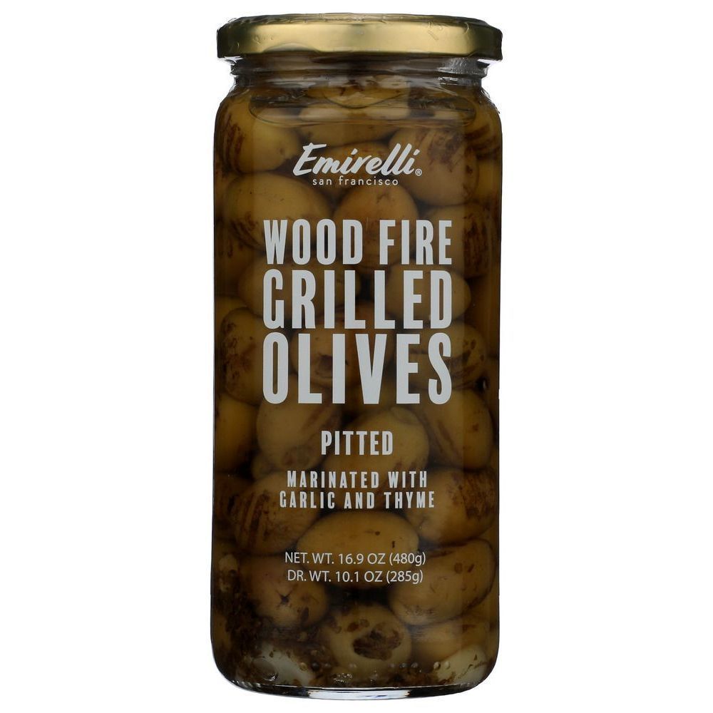 Emirelli Garlic And Thyme Marinated Pitted Wood Fire Grilled Olives, 16.9 Ounce -- 6 Per Case