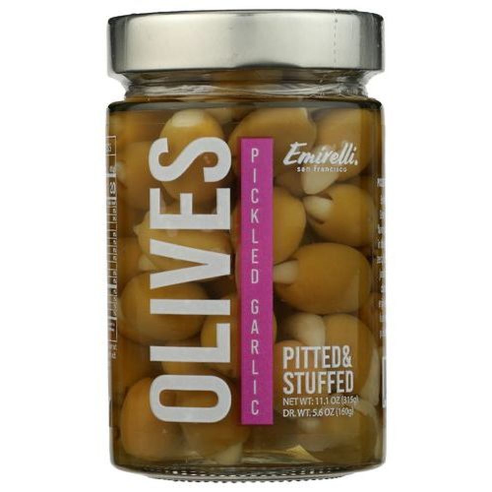Emirelli Pickled Garlic Pitted And Stuffed Olives, 11.1 Ounce -- 6 Per Case
