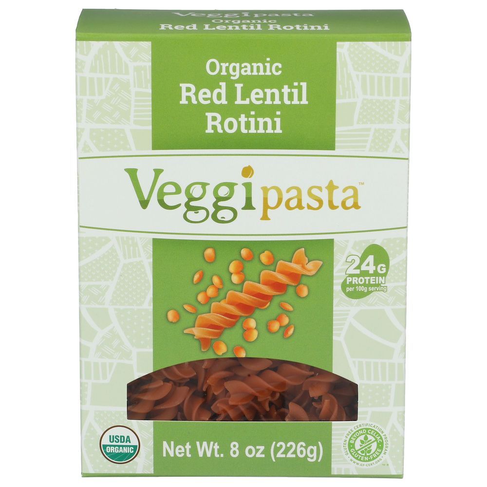 Veggipasta Organic Red Lentil Rotini Pasta, 8 Ounce -- 6 Per Case