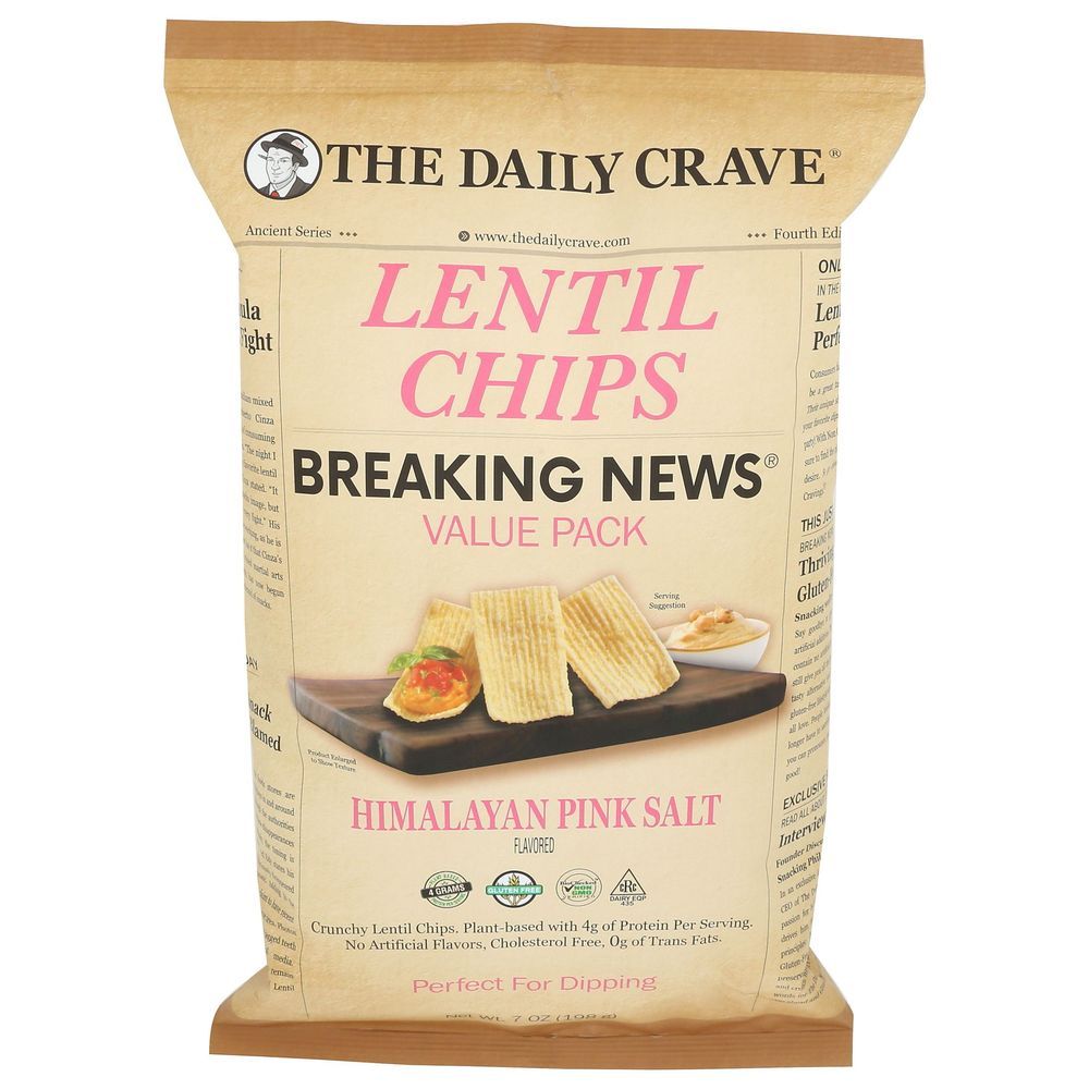 The Daily Crave Himalayan Pink Salt Lenthil Chips - Value Pack, 7 Ounce -- 6 Per Case