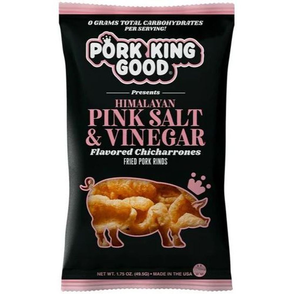 Pork King Good Himalayan Pink Salt And Vinegar Pork Rinds, 1.75 Ounce -- 12 Per Case
