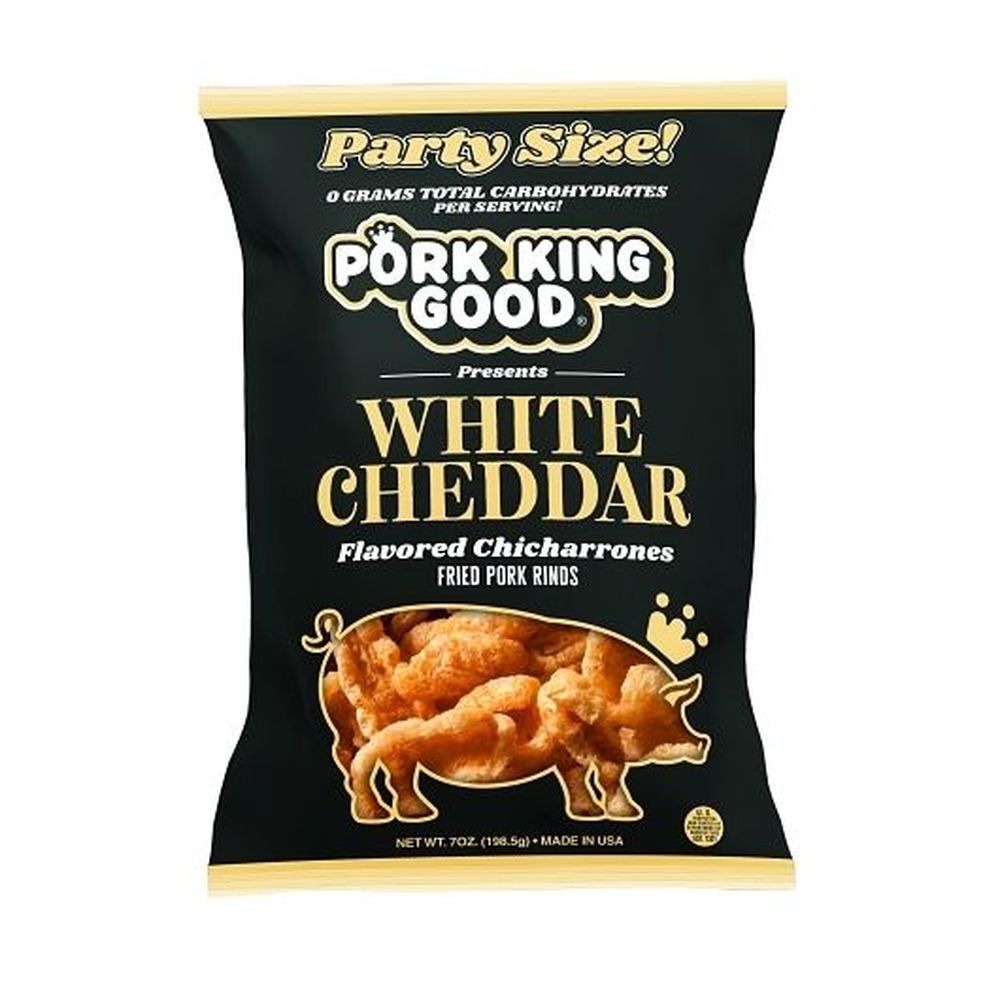 Pork King Good White Cheddar Fried Pork Rinds, 7 Ounce -- 6 Per Case