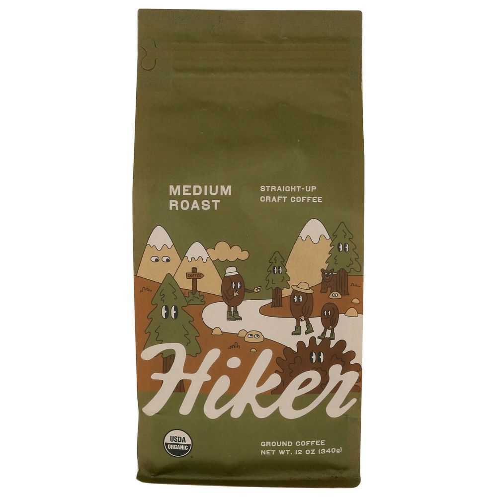 Hiker Coffee Organic Medium Roast Ground Coffee, 12 Ounce -- 6 Per Case
